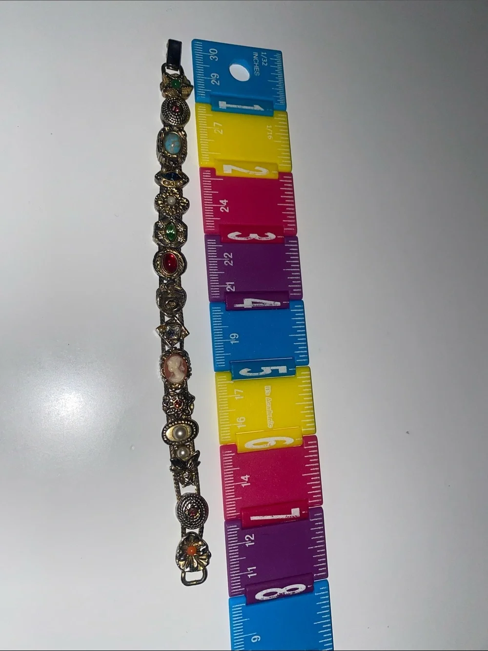Vintage Multistone Gold-Tone Charm Bracelet - Multi Color